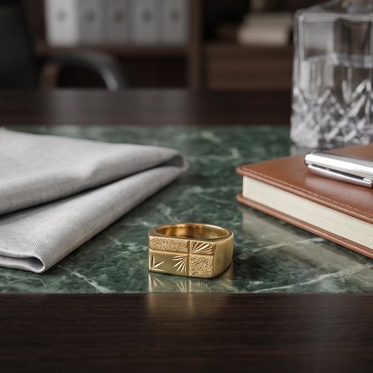 DIVYORO SACRED GOLD SIGNET RING