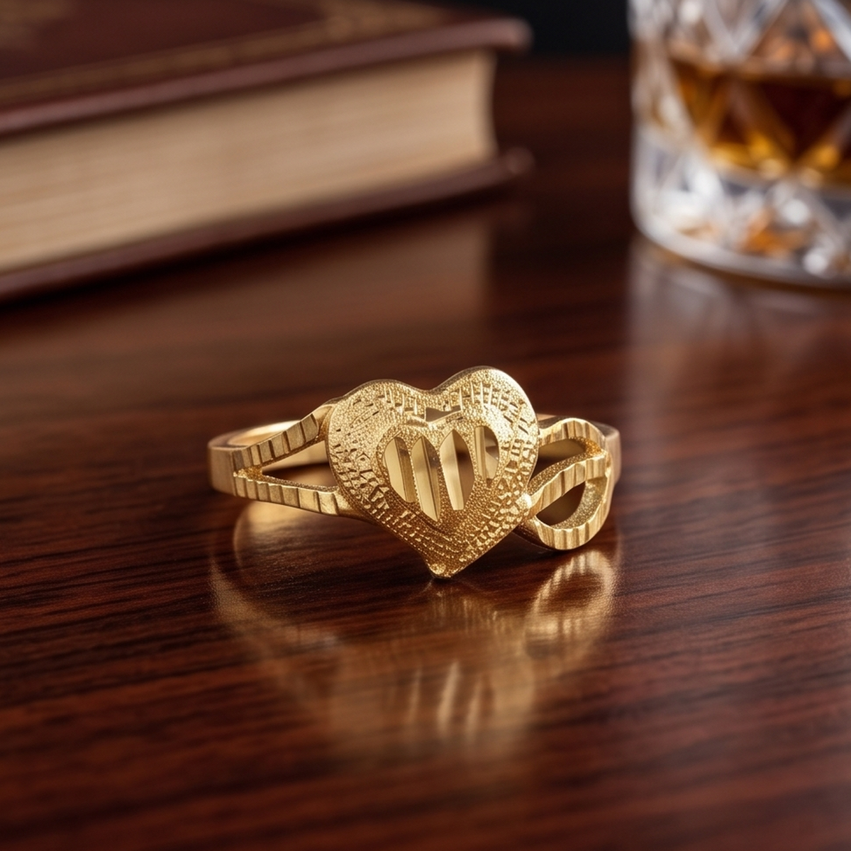 DIVYORO FEMALE TEXTURED HEART RING