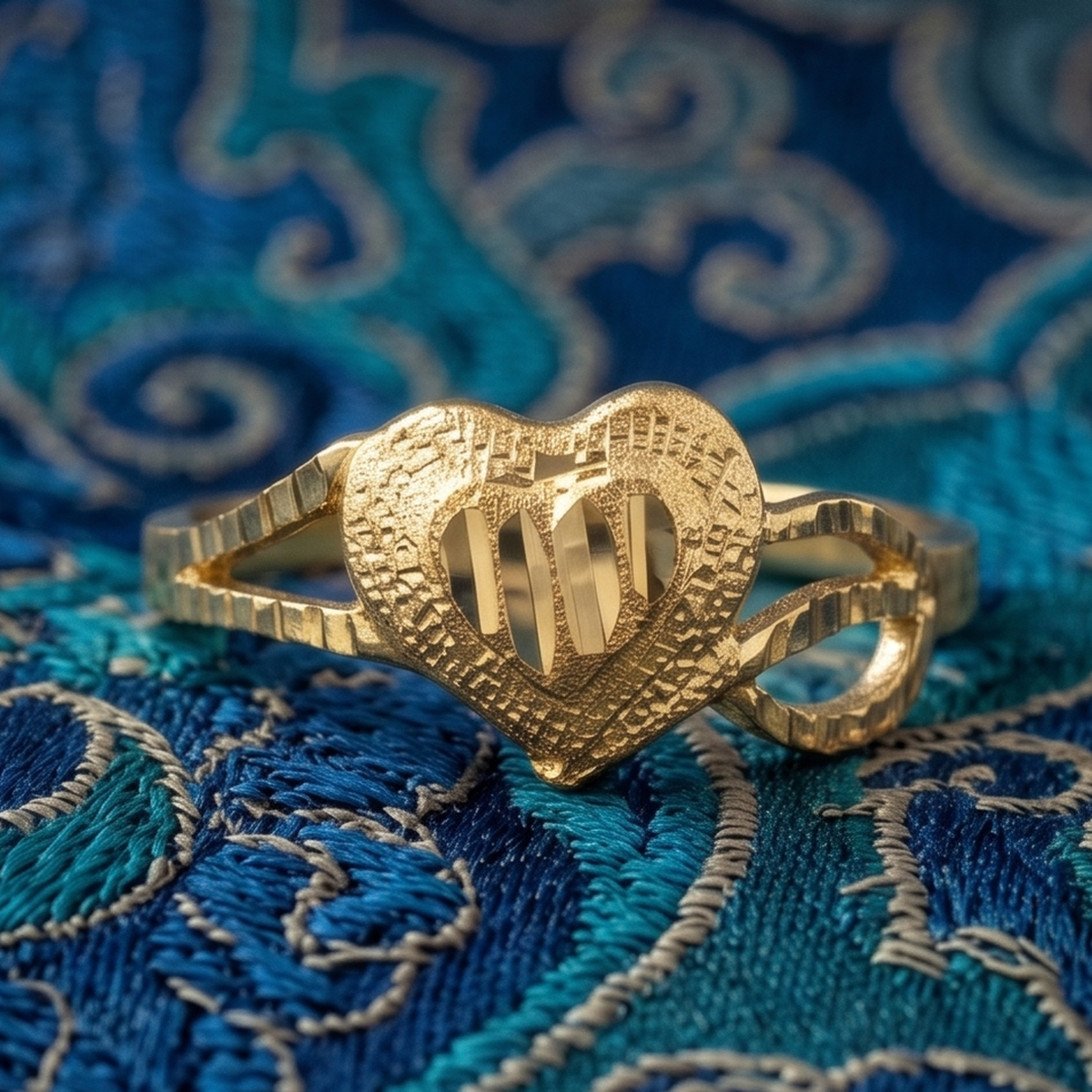 DIVYORO FEMALE TEXTURED HEART RING