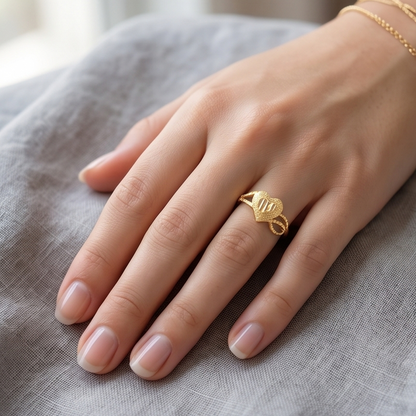 DIVYORO FEMALE TEXTURED HEART RING