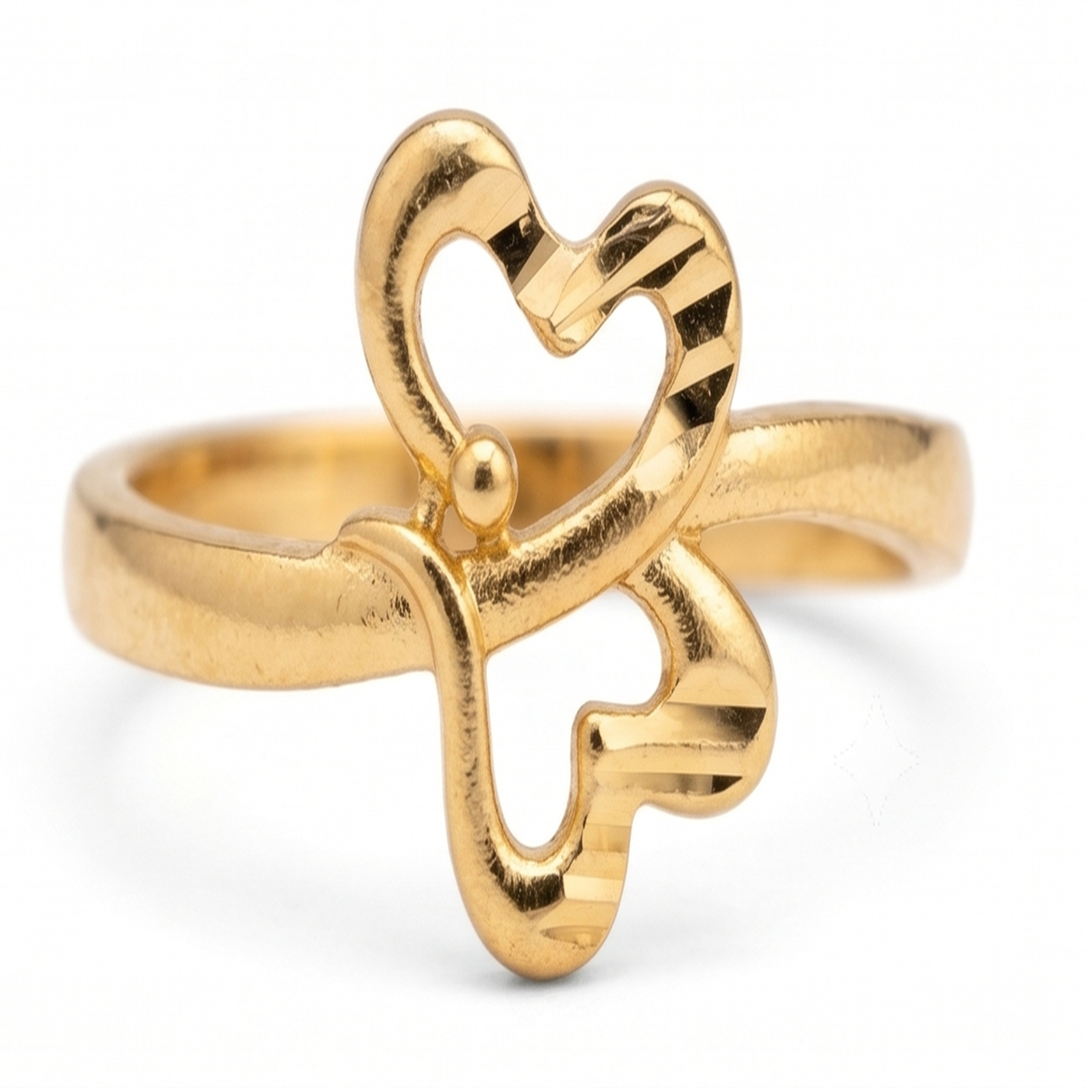 DIVYORO ABSTRACT HEART-LOOP GOLD RING