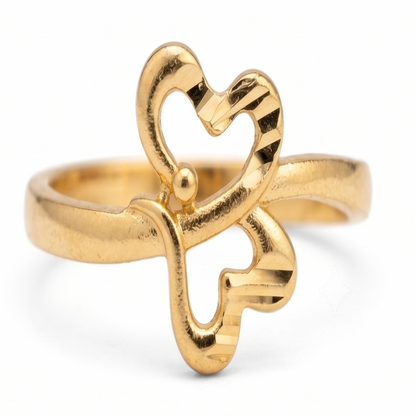 DIVYORO ABSTRACT HEART-LOOP GOLD RING