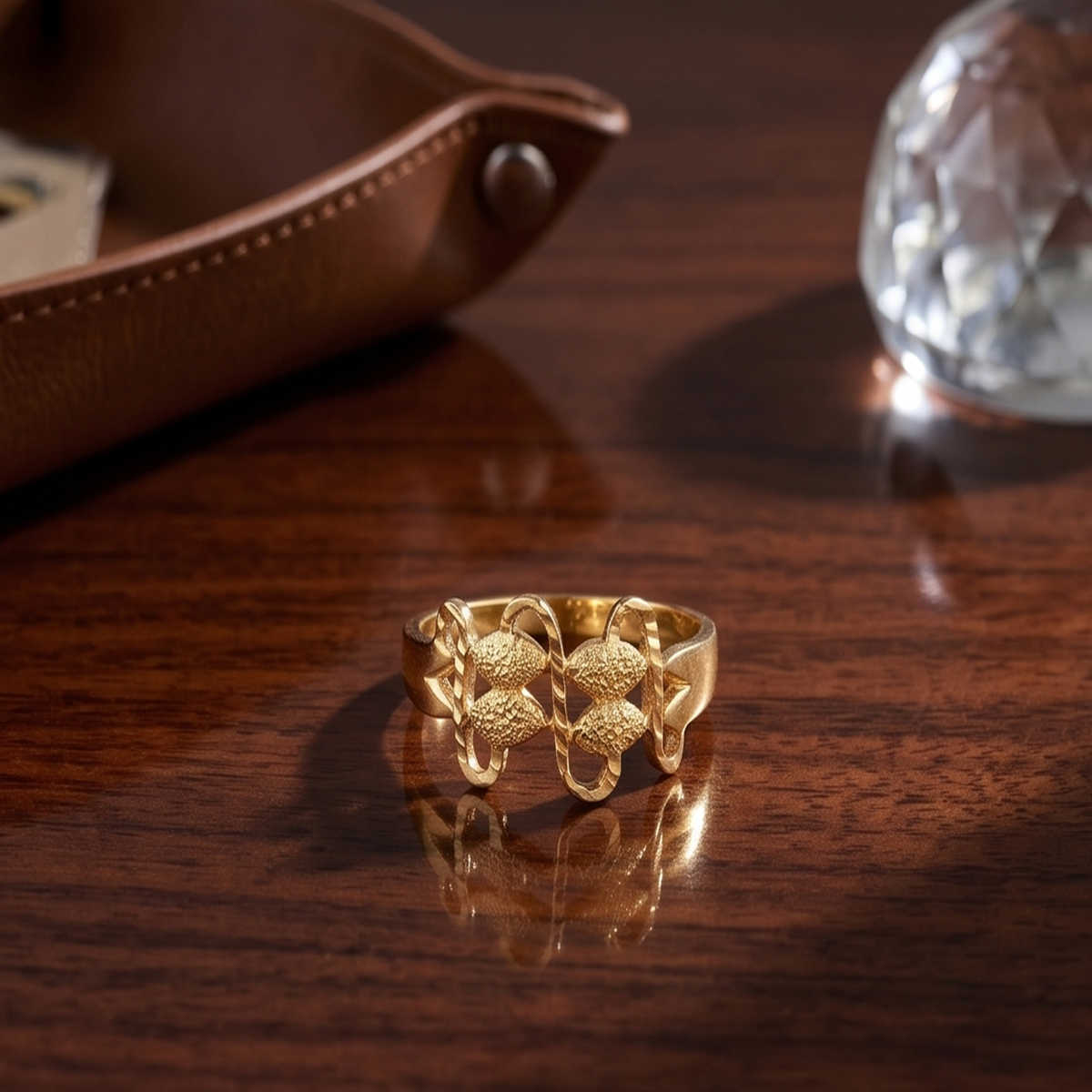 DIVYORO DECORATIVE TEXTURED GOLD INFINITY RING