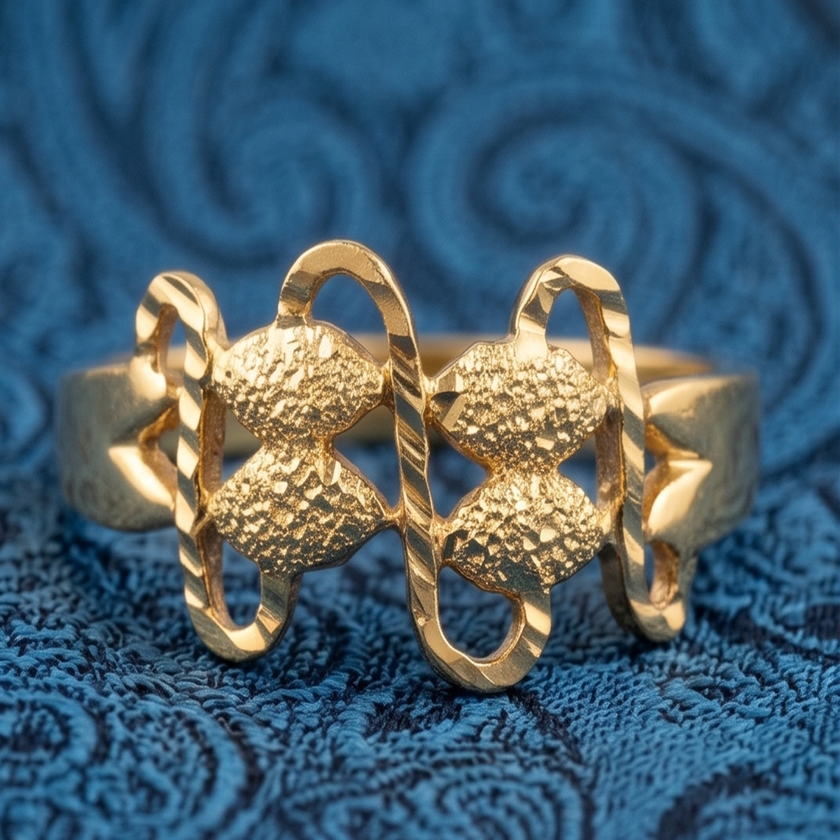 DIVYORO DECORATIVE TEXTURED GOLD INFINITY RING