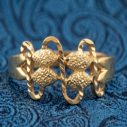 DIVYORO DECORATIVE TEXTURED GOLD INFINITY RING