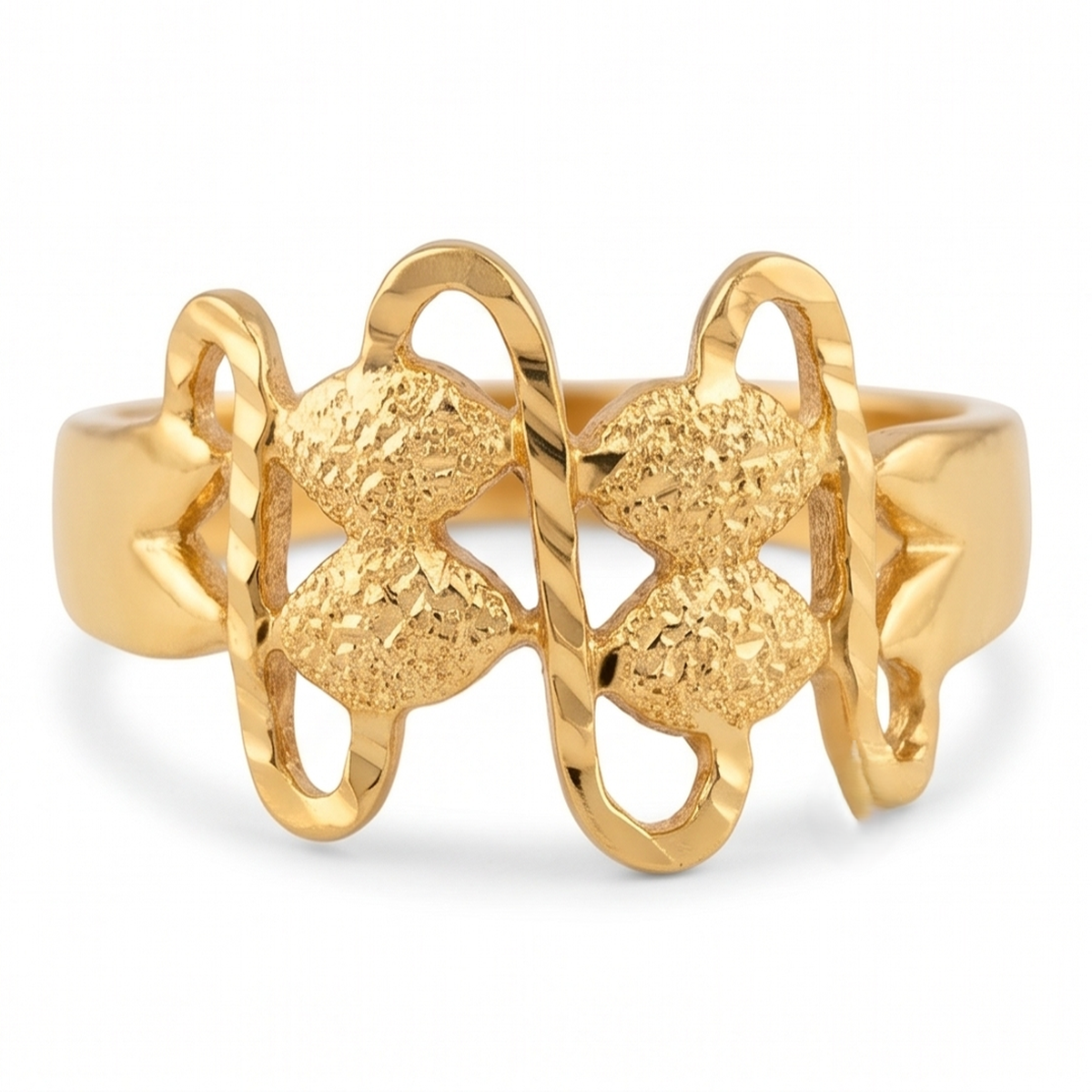 DIVYORO DECORATIVE TEXTURED GOLD INFINITY RING
