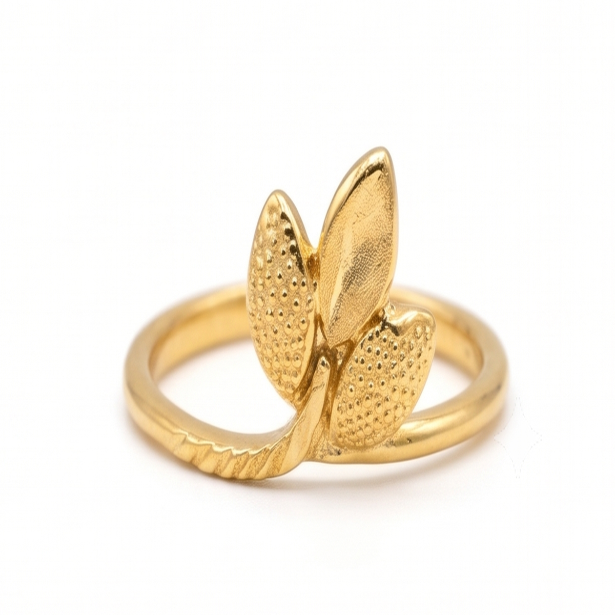 DIVYORO DELICATE TRIPLE LEAF GOLD RING