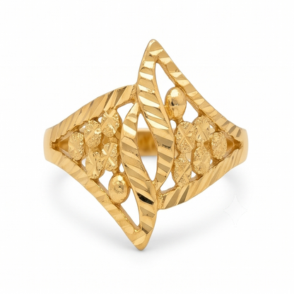 DIVYORO TEXTURED DIAMOND-PATTERN GOLD RING