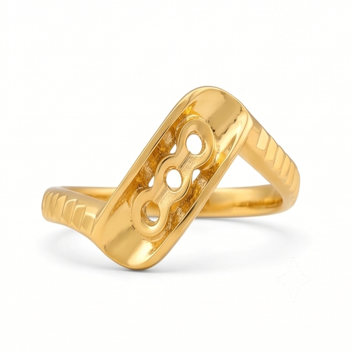 DIVYORO MODERN MINIMALIST LINK GOLD RING