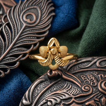 DIVYORO ORNATE FLORAL GOLD STATEMENT RING