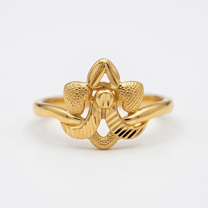 DIVYORO ORNATE FLORAL GOLD STATEMENT RING