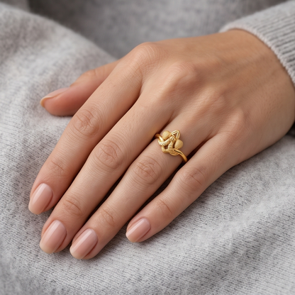 DIVYORO ORNATE FLORAL GOLD STATEMENT RING