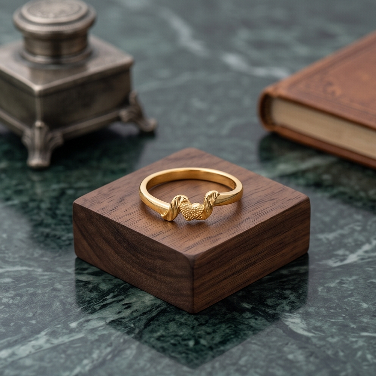 DIVYORO PETITE TEXTURED HEART GOLD RING