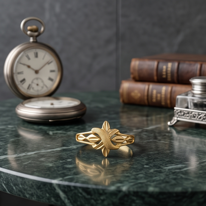 DIVYORO TEXTURED ABSTRACT GOLD RING