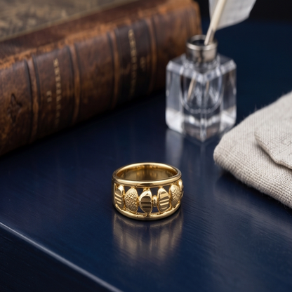 DIVYORO GEOMETRIC LEAF GOLD RING