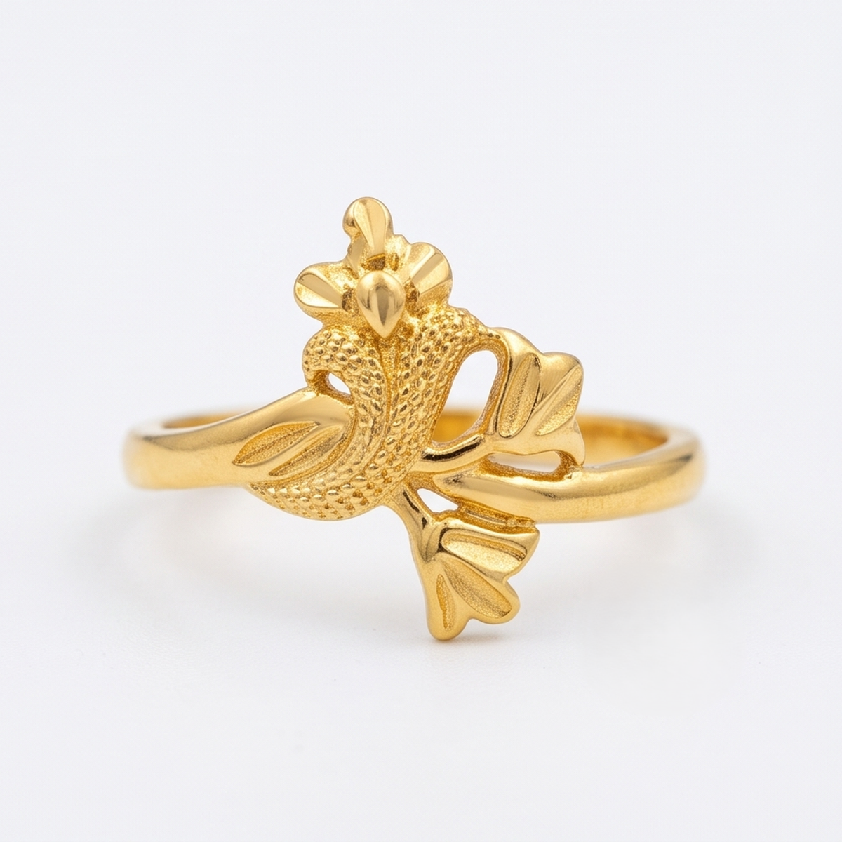 DIVYORO STYLIZED LEAF GOLD RING