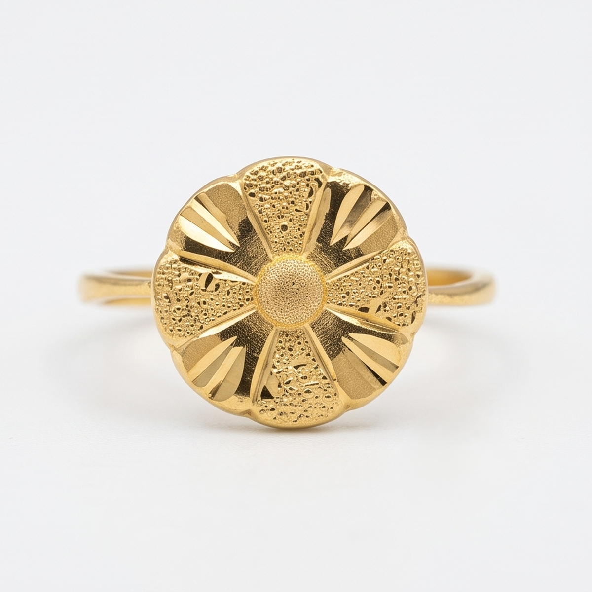 DIVYORO SUNBURST FLORAL GOLD RING