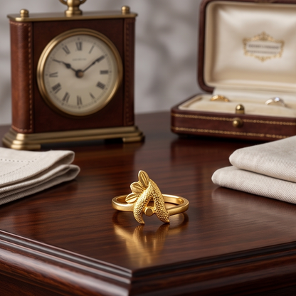 DIVYORO TEXTURED FLORAL GOLD RING