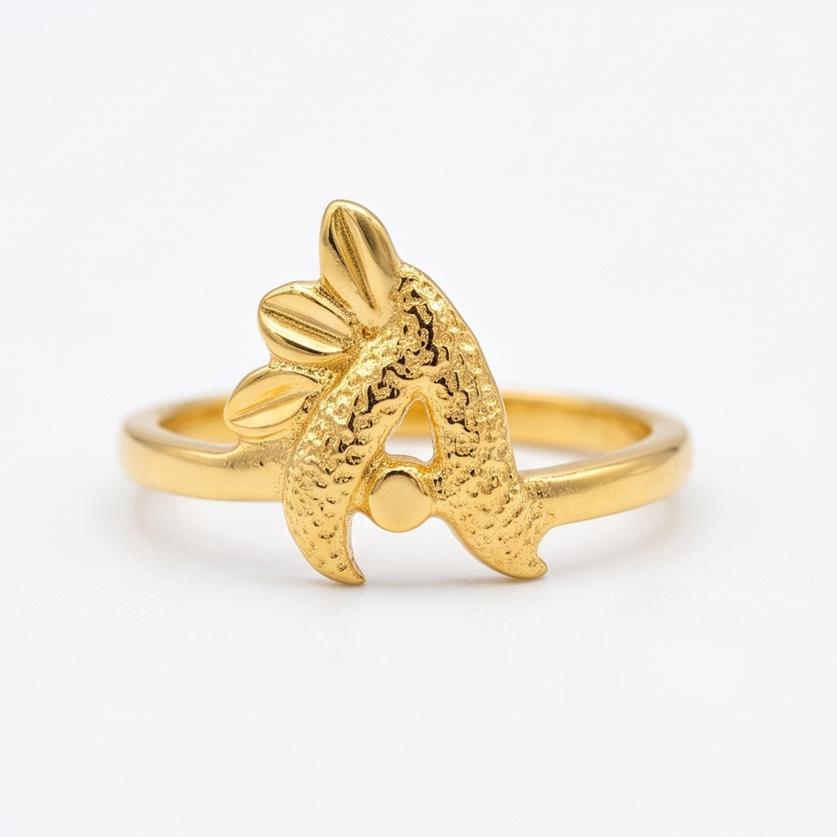 DIVYORO TEXTURED FLORAL GOLD RING