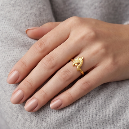 DIVYORO TEXTURED FLORAL GOLD RING