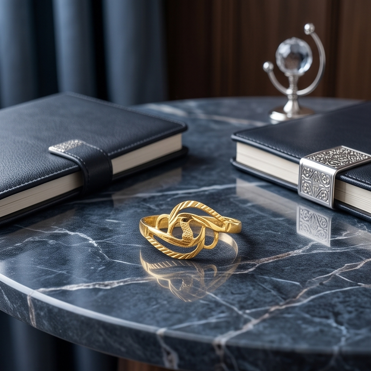 DIVYORO LEAF AND FLOWER GOLD RING