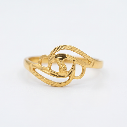DIVYORO LEAF AND FLOWER GOLD RING