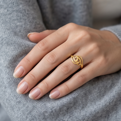 DIVYORO LEAF AND FLOWER GOLD RING