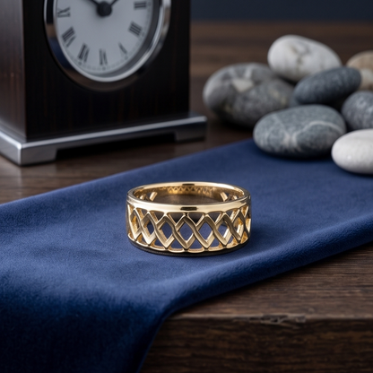 DIVYORO MODERN LINK GOLD RING