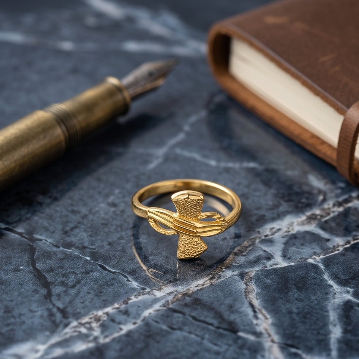 DIVYORO TEXTURED ORBITAL GOLD RING