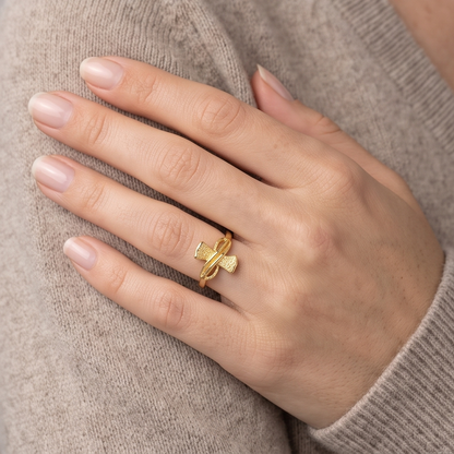 DIVYORO TEXTURED ORBITAL GOLD RING