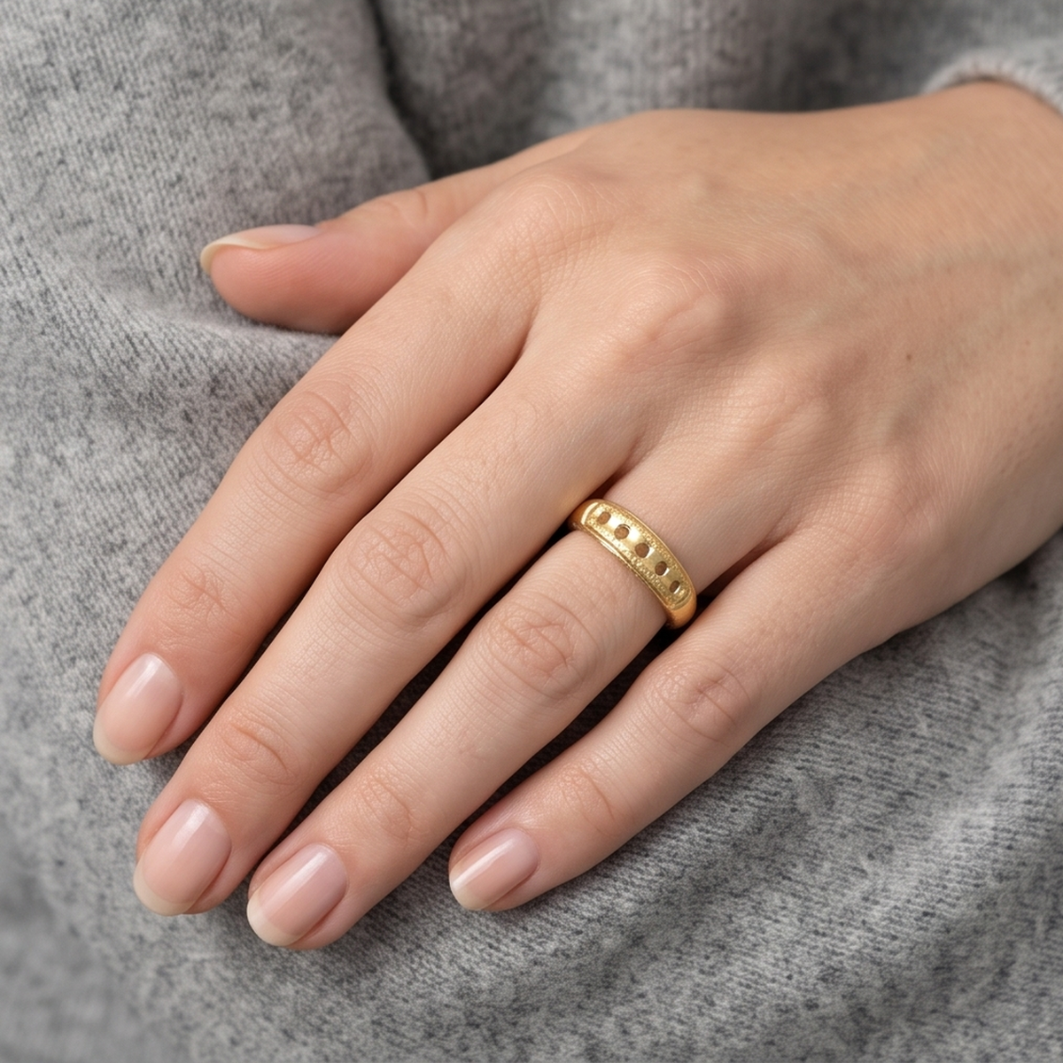 DIVYORO MINIMALIST CUTOUT GOLD RING