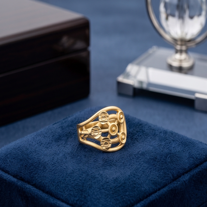 DIVYORO TEXTURED CROSS GOLD RING