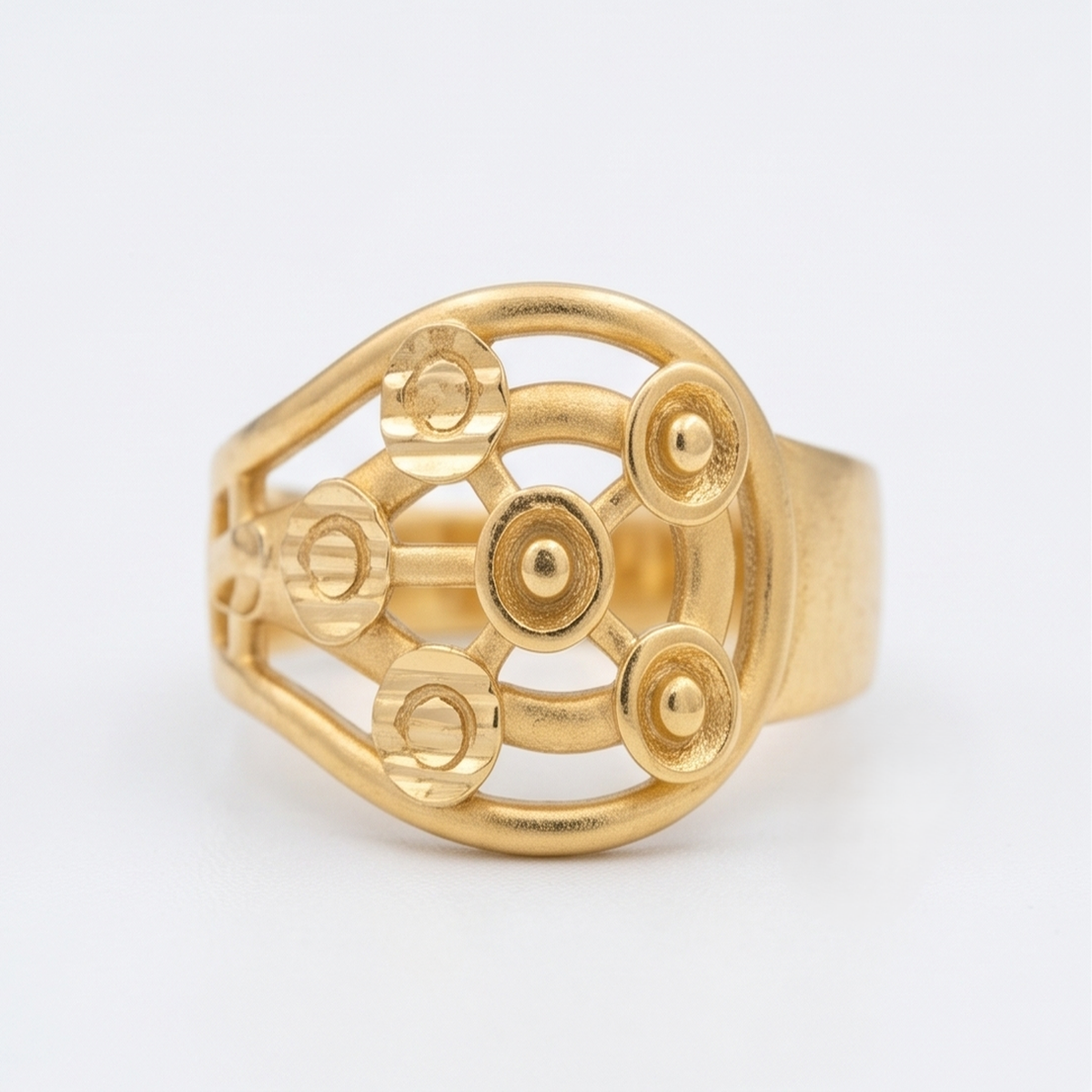 DIVYORO TEXTURED CROSS GOLD RING