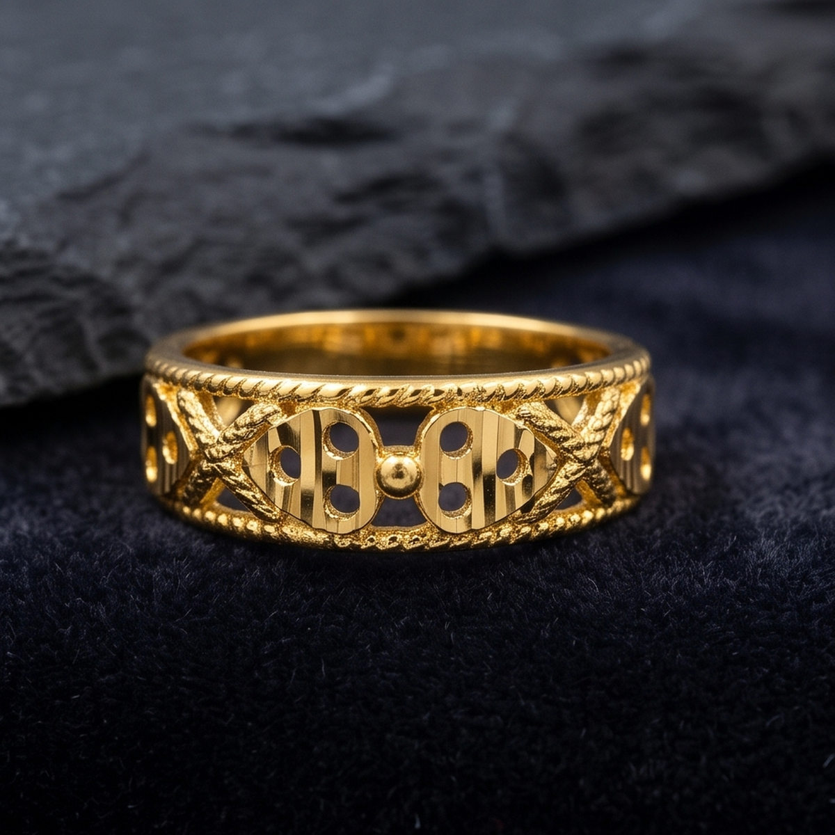 DIVYORO LATTICE BAND GOLD RING