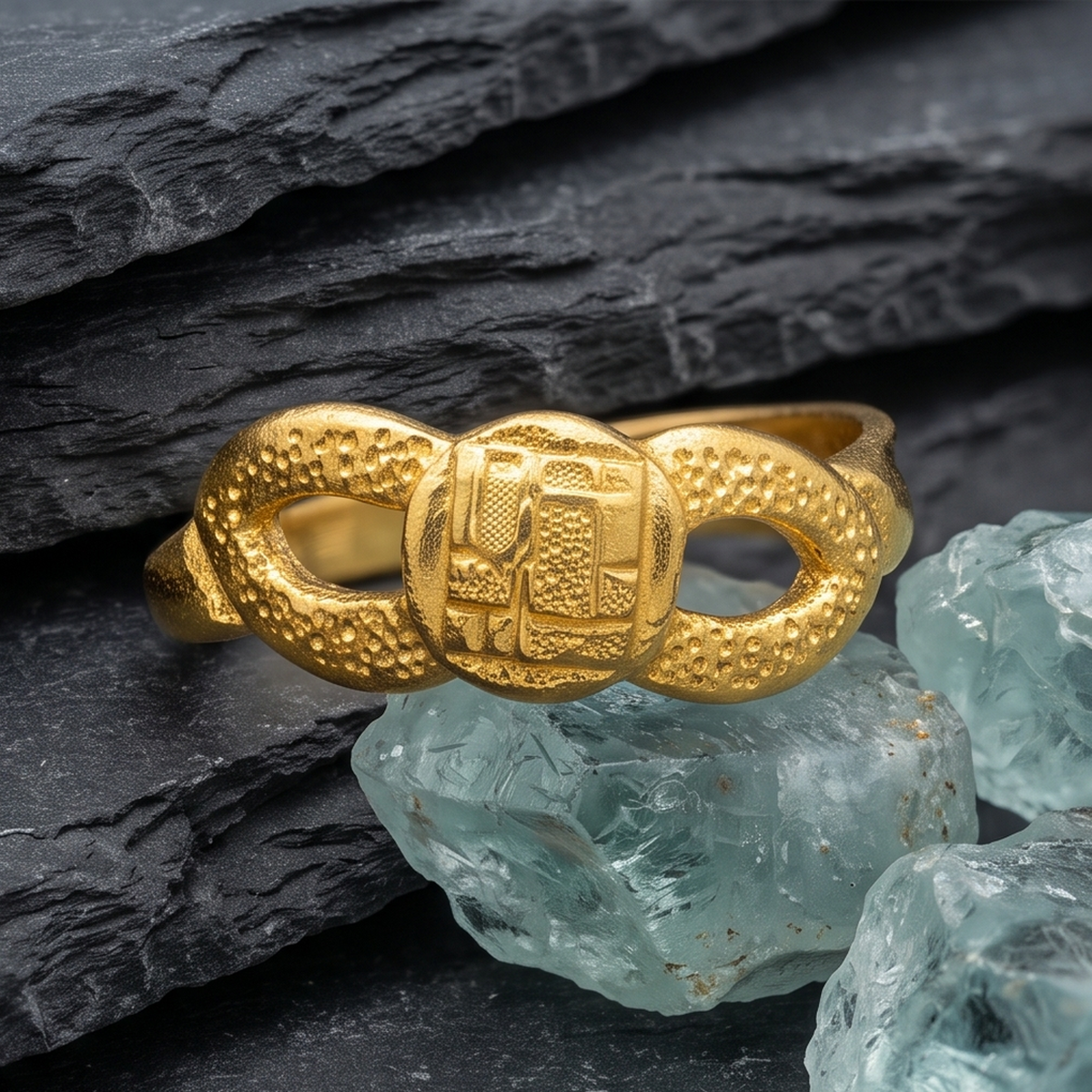 DIVYORO GEOMETRIC CUTOUT GOLD RING
