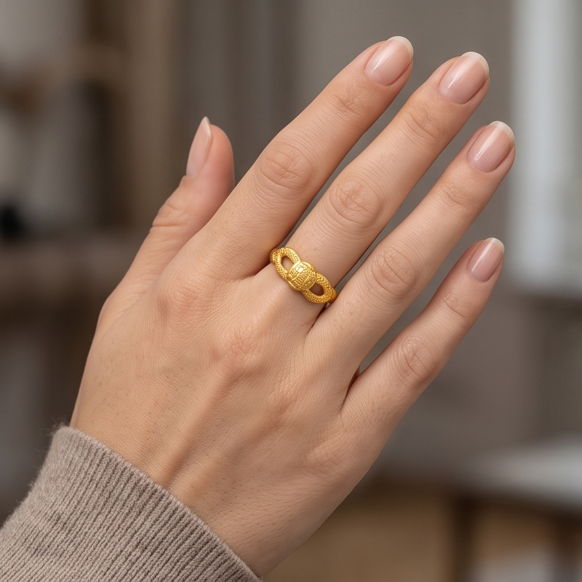 DIVYORO GEOMETRIC CUTOUT GOLD RING
