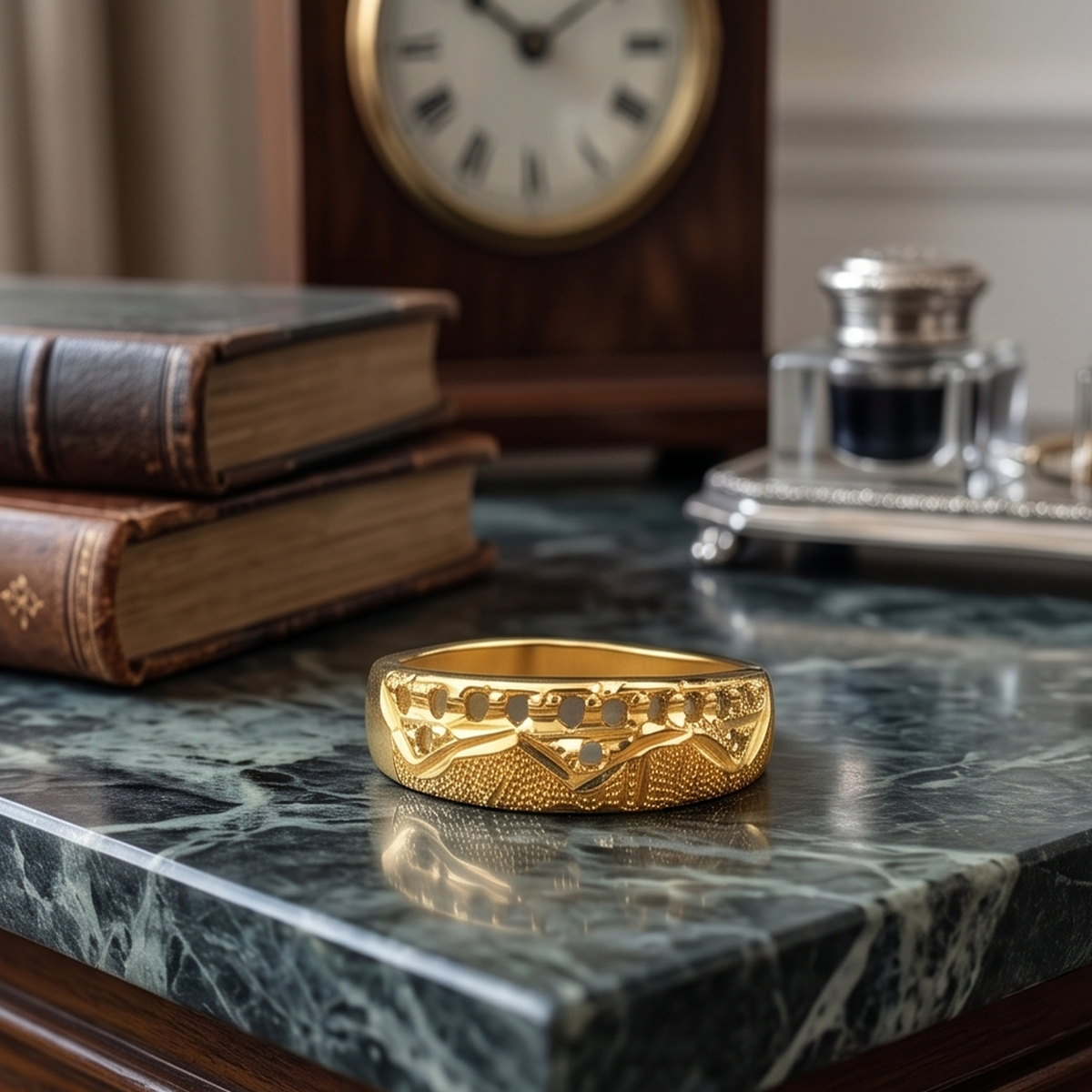 DIVYORO STUDDED OVAL GOLD RING