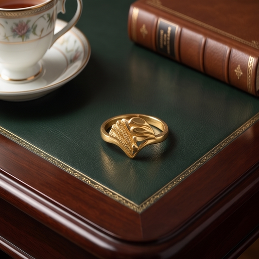 DIVYORO TEXTURED FEATHER GOLD RING