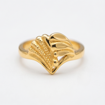 DIVYORO TEXTURED FEATHER GOLD RING