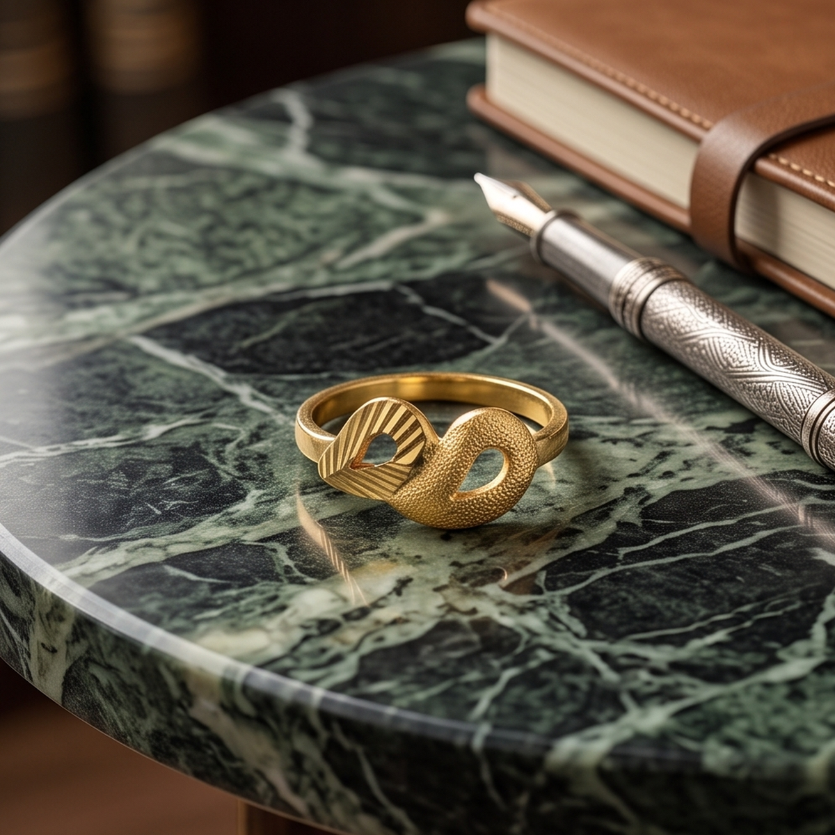 DIVYORO RED ACCENT GOLD RING