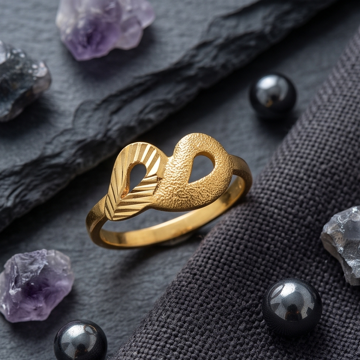 DIVYORO RED ACCENT GOLD RING