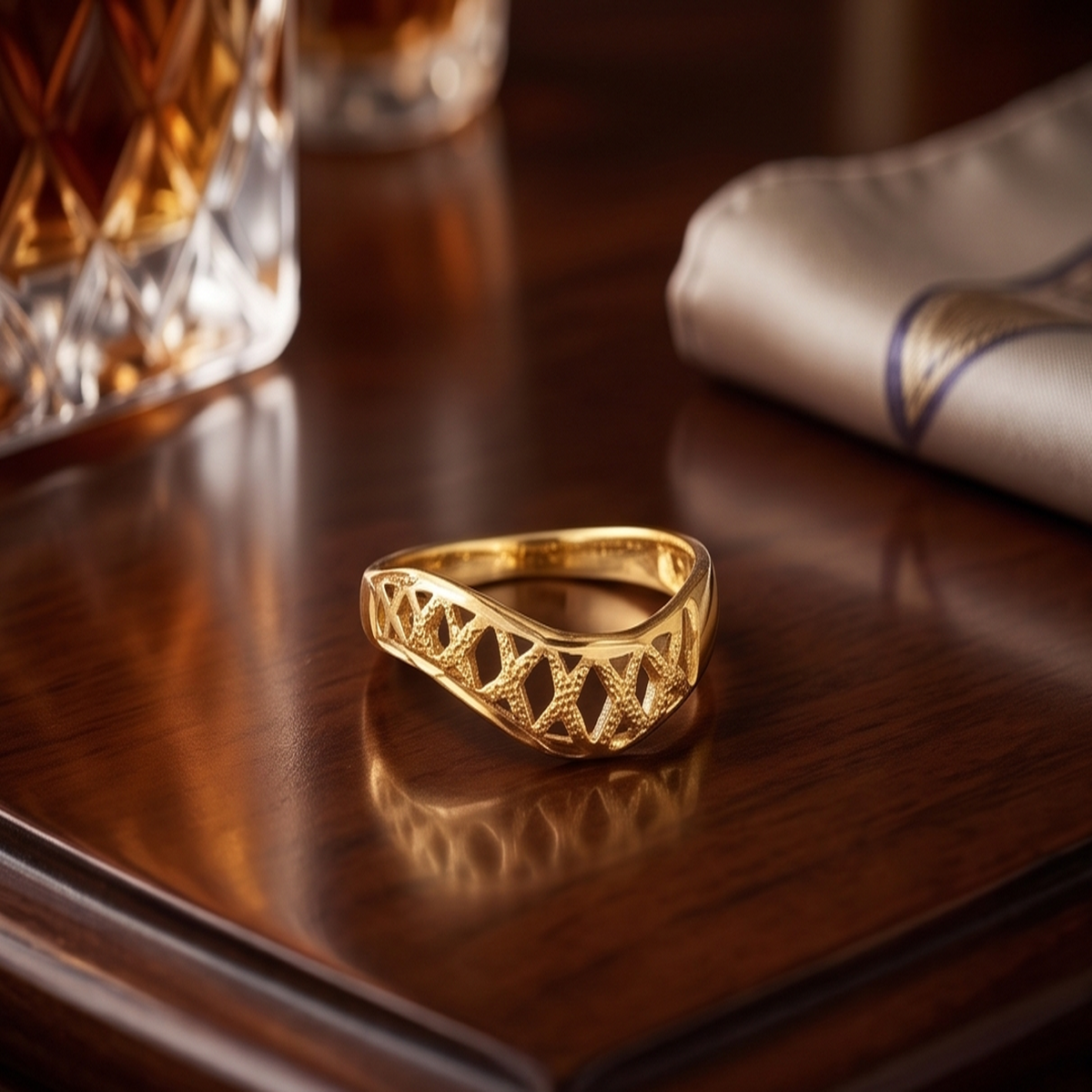 DIVYORO FEMALE LATTICE WAVE RING