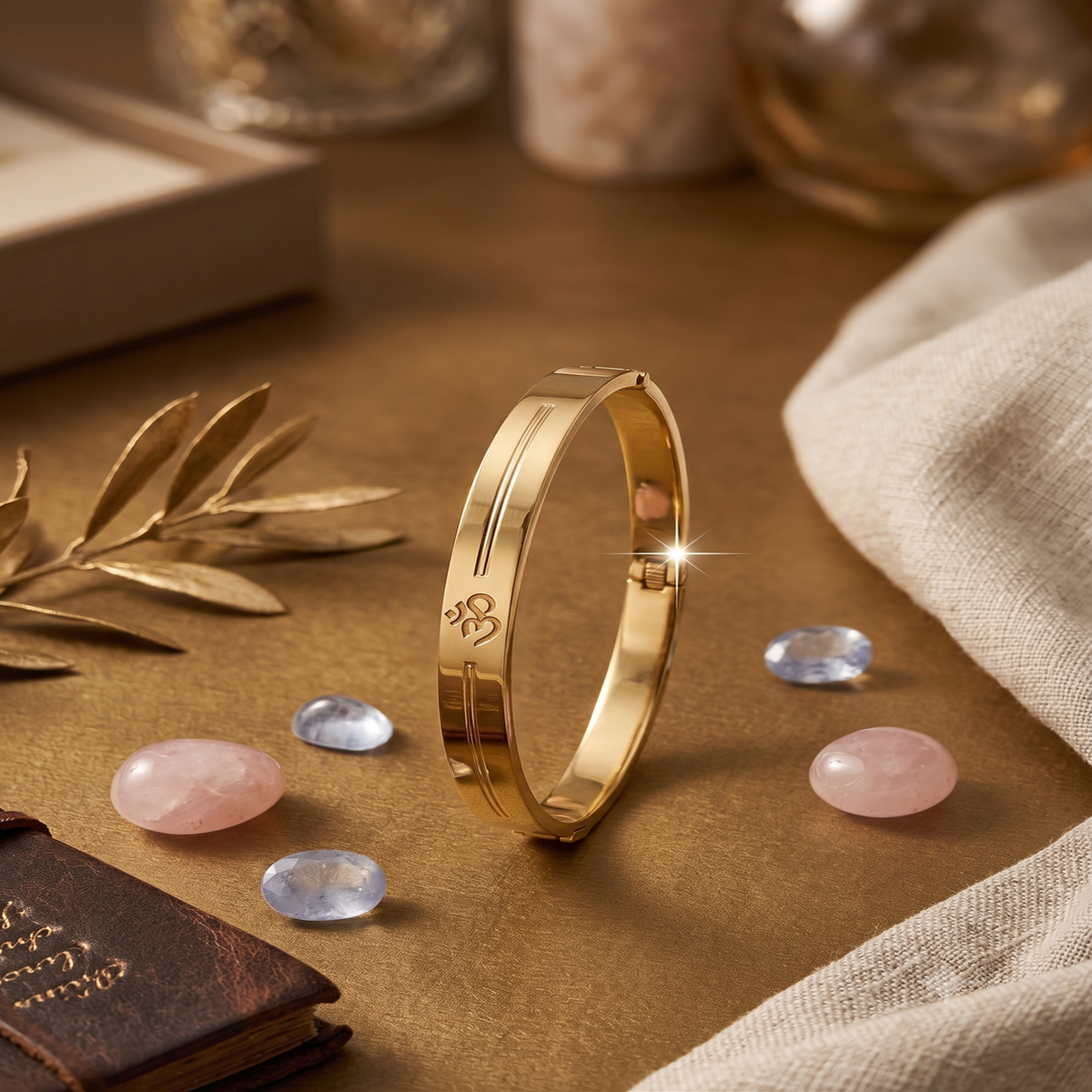 DIVYORO SACRED OM PARALLEL LINE HINGED KADA