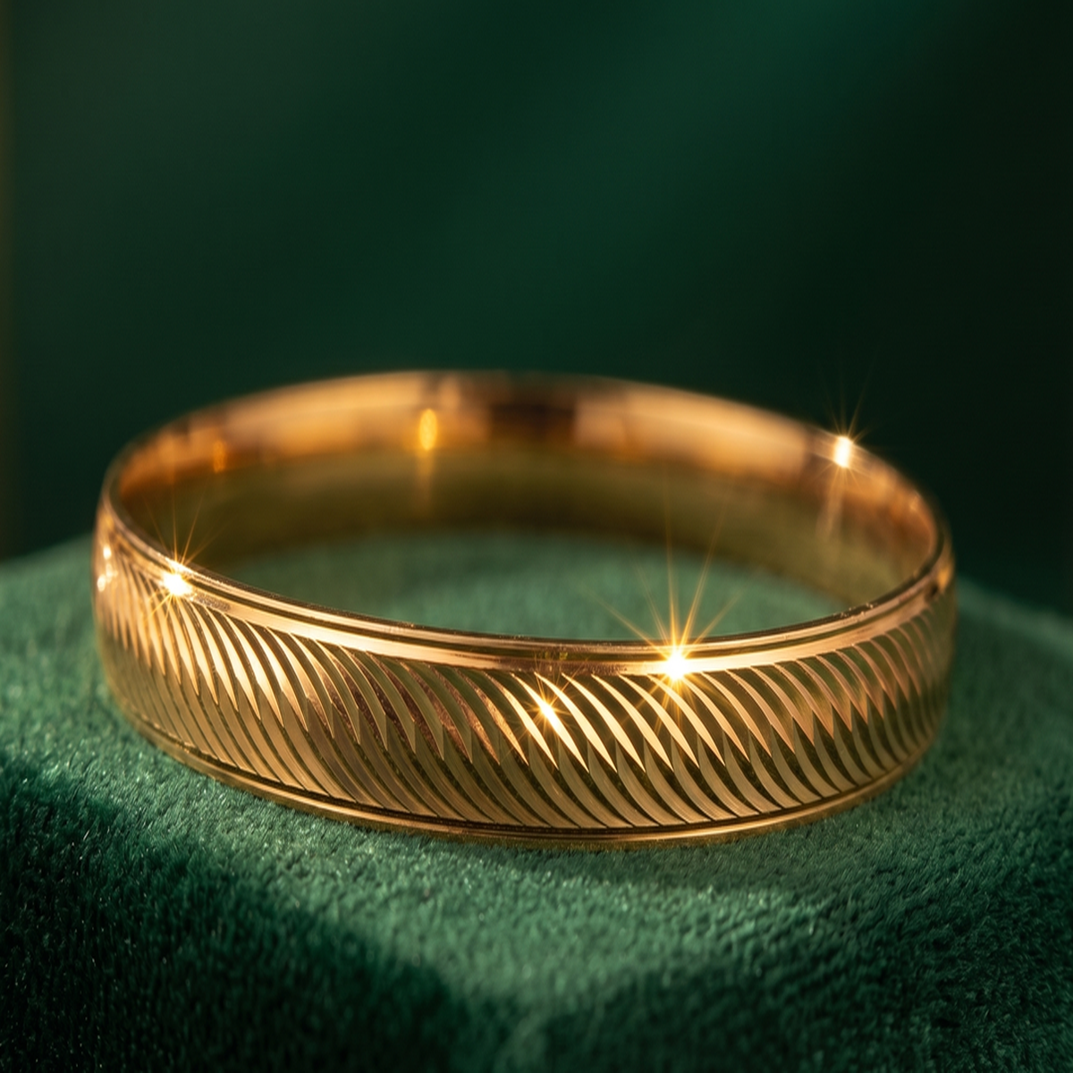 DIVYORO DIAGONAL SWIRL-CUT GOLD KADA