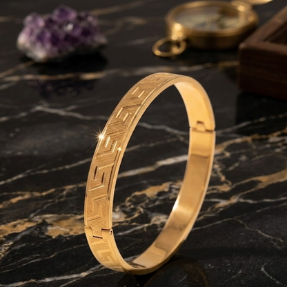 DIVYORO GREEK KEY GEOMETRIC HINGED KADA