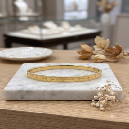 DIVYORO ROMANTIC GOLD KADA FEATURING EKG HEARTBEAT PATTERN