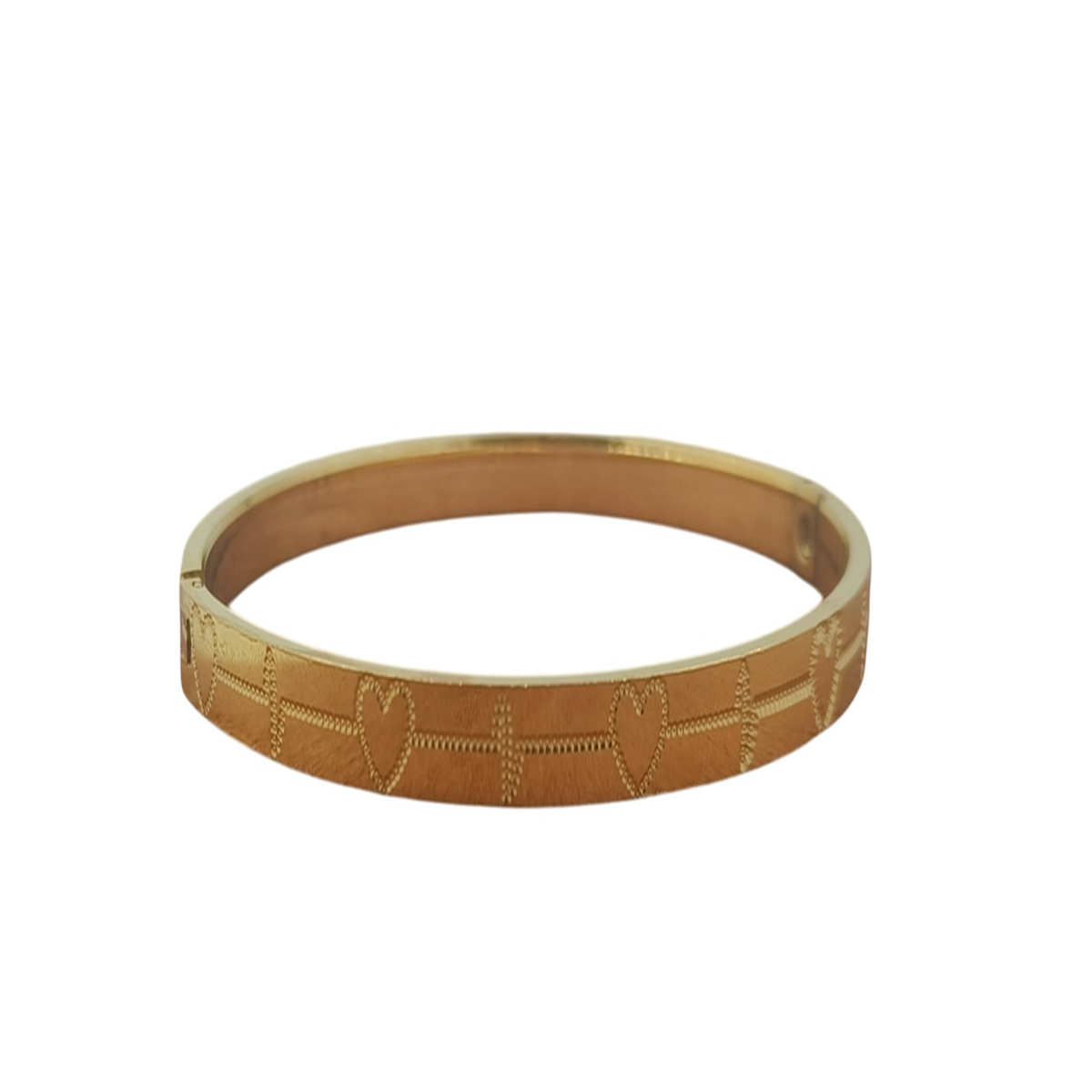 DIVYORO ROMANTIC GOLD KADA FEATURING EKG HEARTBEAT PATTERN