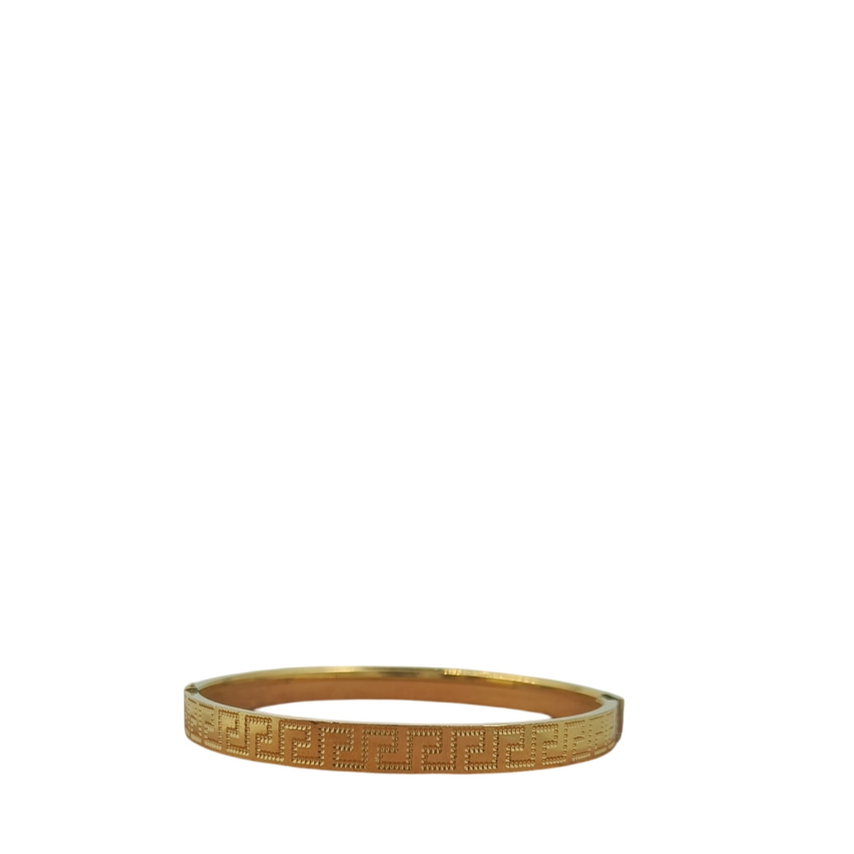 DIVYORO CLASSIC GOLD KADA WITH DETAILED GREEK-KEY INSPIRED ENGRAVING