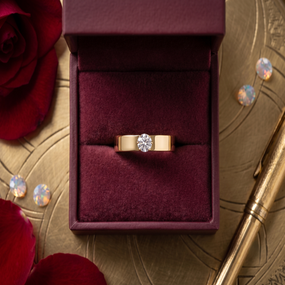 DIVYORO SOLITAIRE GOLD BAND RING