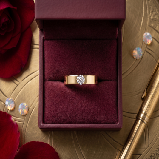 DIVYORO SOLITAIRE GOLD BAND RING